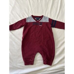 Ralph Lauren Vintage Baby Size Small 3-6 Months Romper Boys Maroon Polo Long